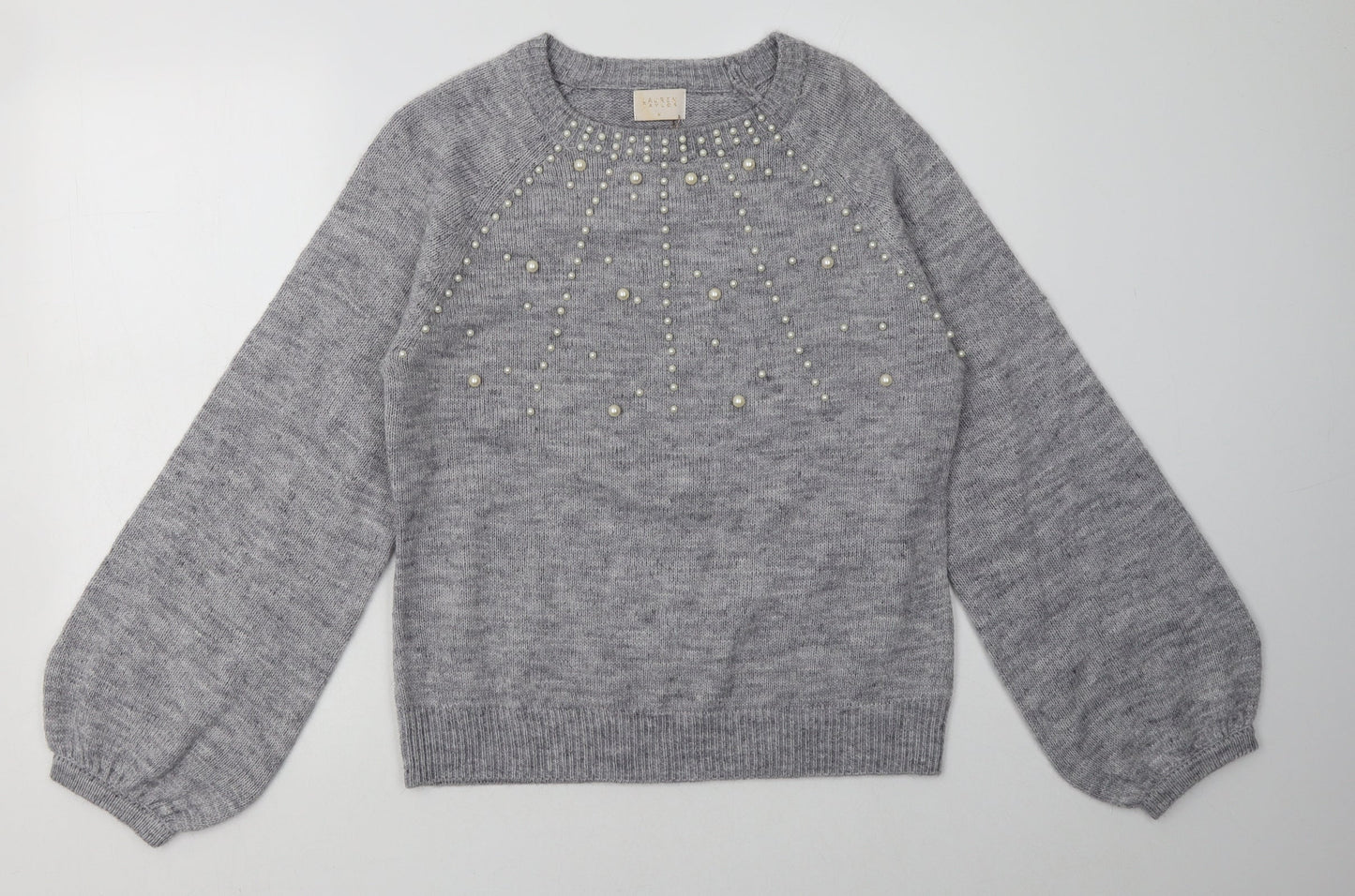 lauren taylor Womens Grey  Acrylic Pullover Sweatshirt Size M  Pullover