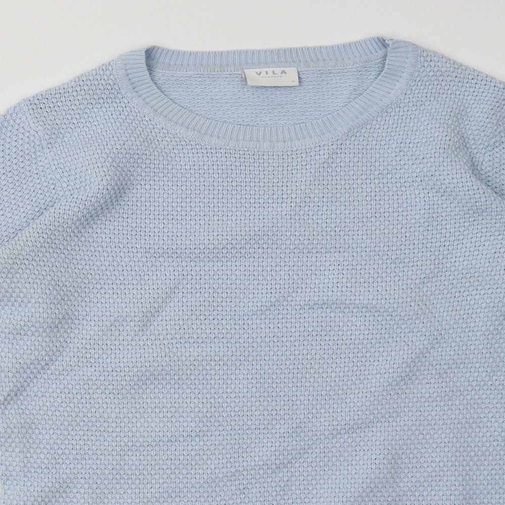VILA Womens Blue  Cotton Pullover Sweatshirt Size S  Pullover