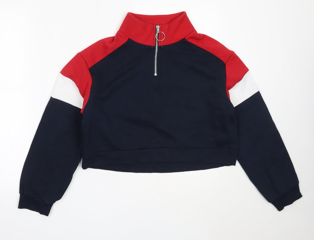 H&M Womens Blue  Cotton Henley Sweatshirt Size S