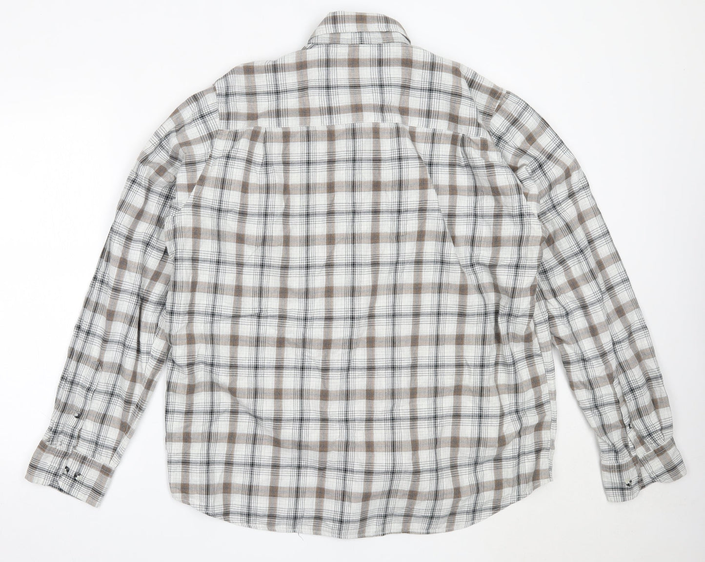 Harratt Mens Beige Check Cotton  Button-Up Size XL Collared