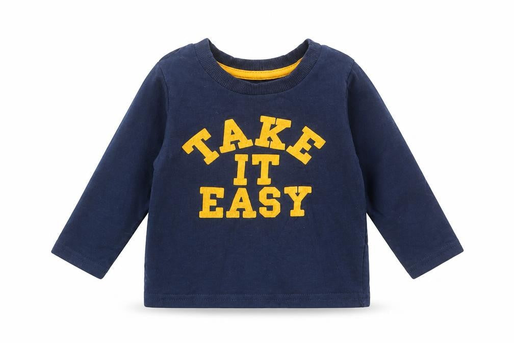 Mini Rebel Baby Blue  Cotton Basic T-Shirt Size 9-12 Months Round Neck  - Take it Easy
