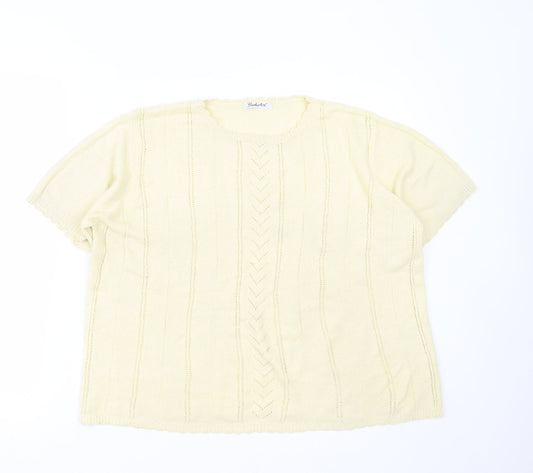 BERKETEX Womens Yellow Round Neck Striped Acrylic Pullover Jumper Size 18