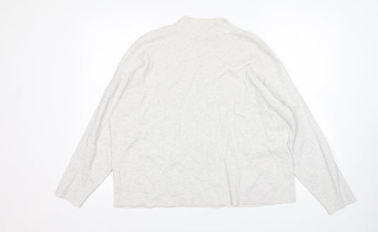 H&M Womens Grey Mock Neck  Cotton Pullover Jumper Size L