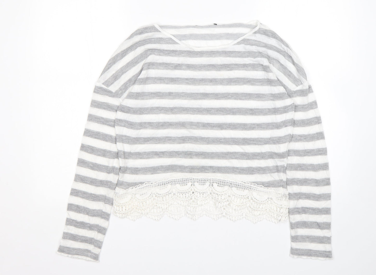Preworn Womens Multicoloured Round Neck Striped Viscose Pullover Jumper Size 8
