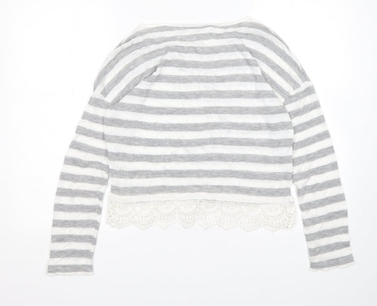 Preworn Womens Multicoloured Round Neck Striped Viscose Pullover Jumper Size 8