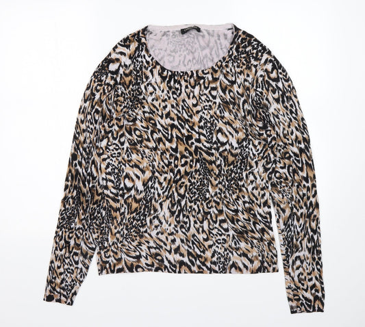 Christina  Womens Multicoloured Round Neck Animal Print Viscose Pullover Jumper Size L
