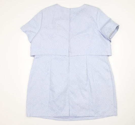 Simply Be  Womens Blue Floral Polyester A-Line  Size 16  Round Neck