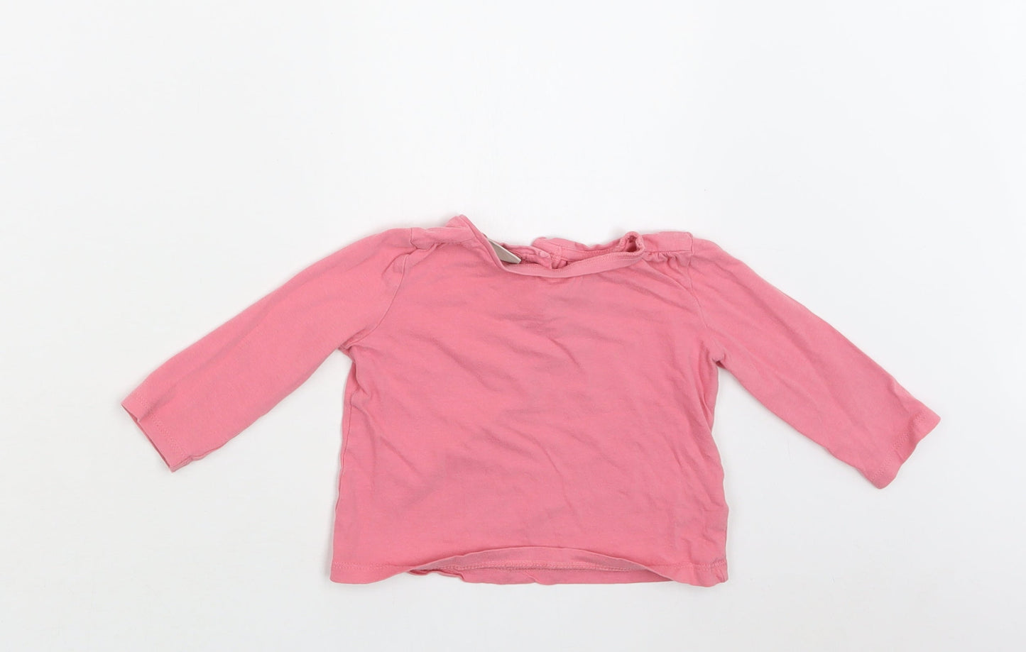 NEXT Baby Pink  Cotton Basic Blouse Size 9-12 Months Crew Neck Button