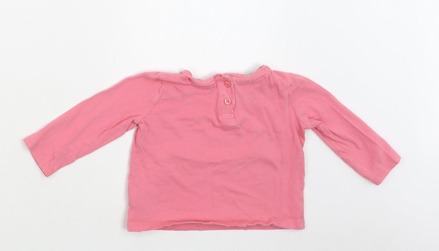 NEXT Baby Pink  Cotton Basic Blouse Size 9-12 Months Crew Neck Button