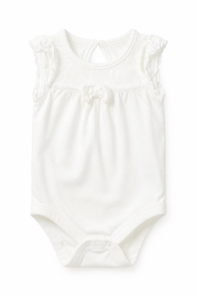 TU Baby White  Cotton Romper One-Piece Size 0-3 Months  Snap