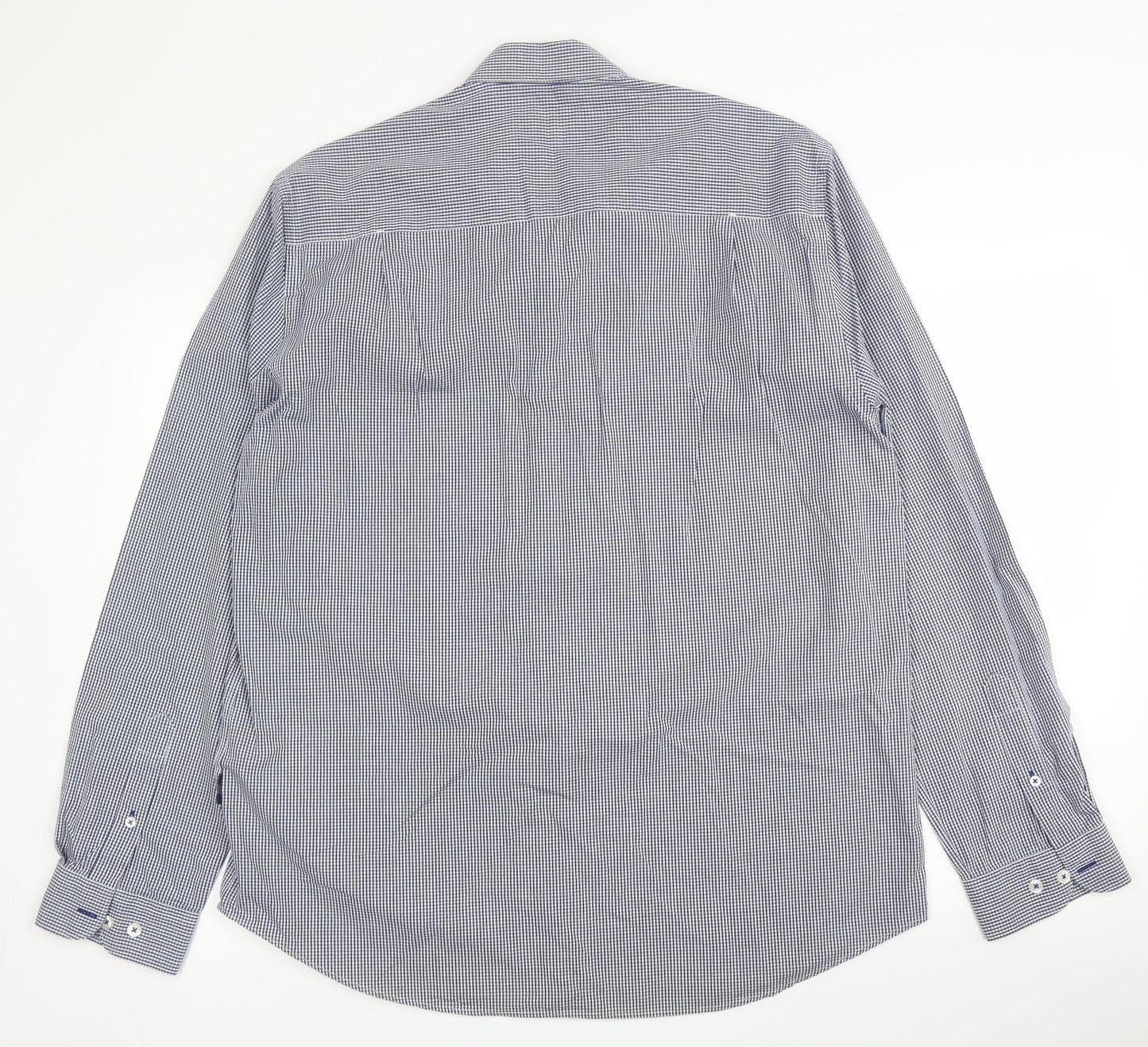 Peter Worth Mens Blue Check Cotton  Button-Up Size 2XL Collared Button