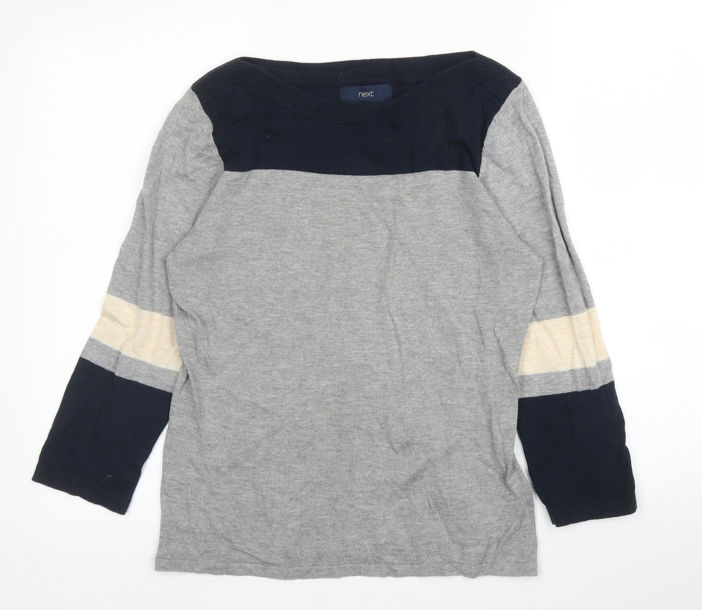 NEXT Womens Grey Round Neck  Cotton Pullover Jumper Size 10