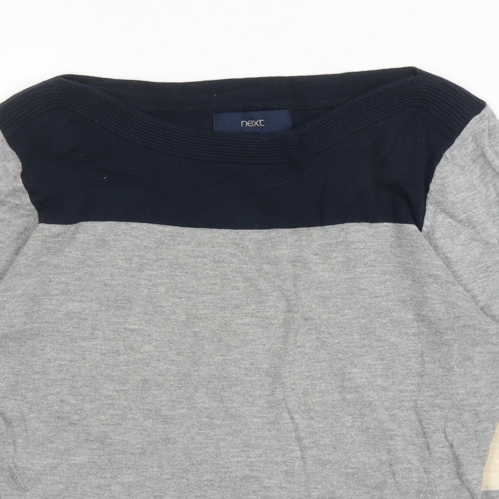 NEXT Womens Grey Round Neck  Cotton Pullover Jumper Size 10