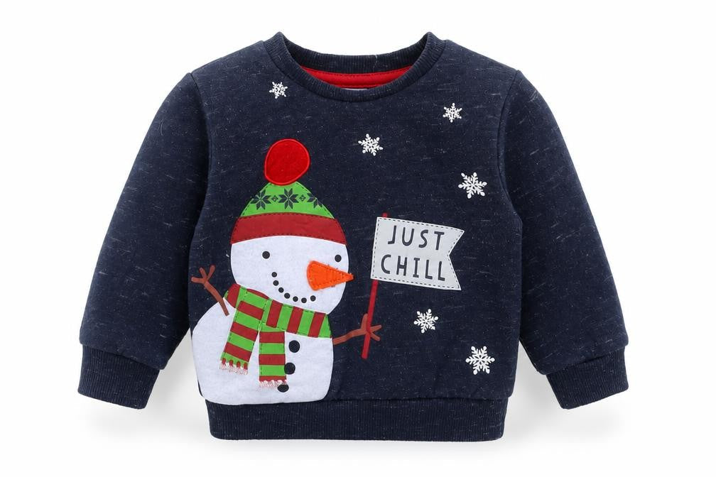 Primark Baby Blue  Polyester Pullover Jumper Size 12-18 Months   - snowman