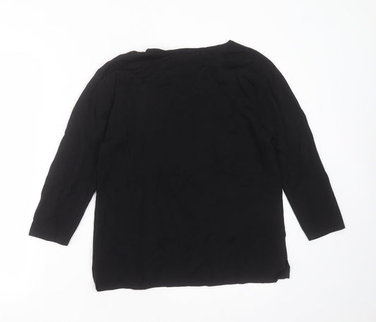 Angelina Womens Black Round Neck Floral Viscose Pullover Jumper Size S   - floral detail