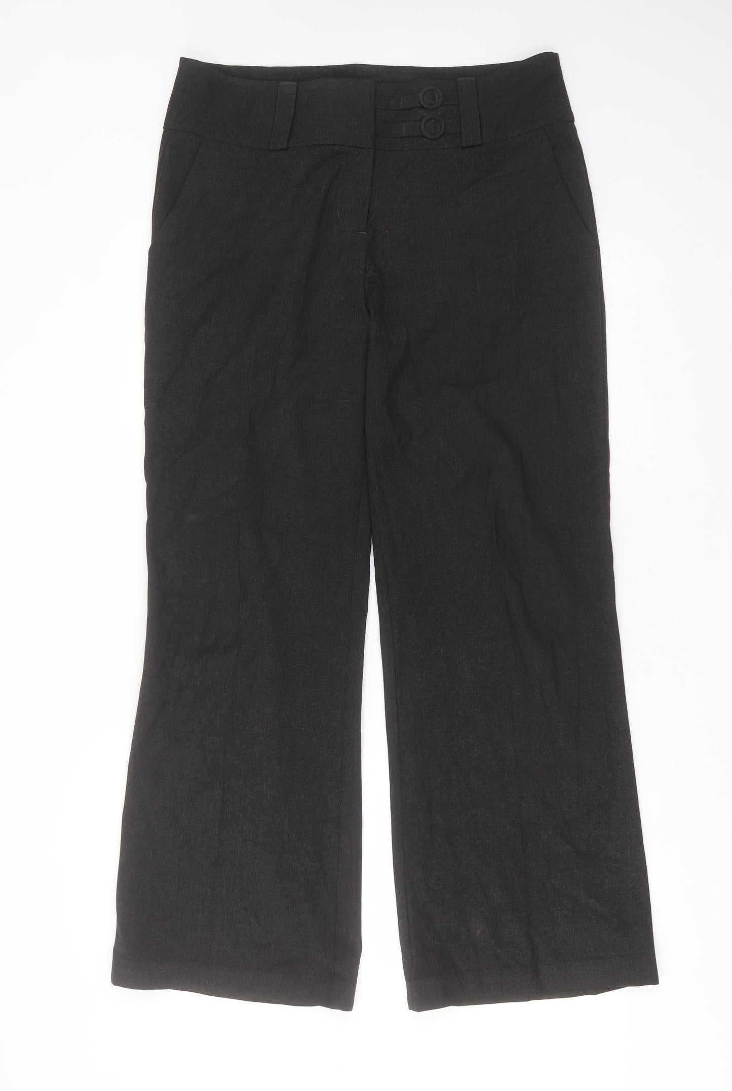 Marks and Spencer Womens Grey  Polyester Blend Trousers  Size 36 in L30 in Regular Zip