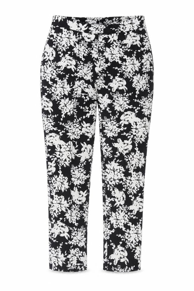 Warehouse Womens Black Floral Polyester Trousers  Size 10 L27 in Slim