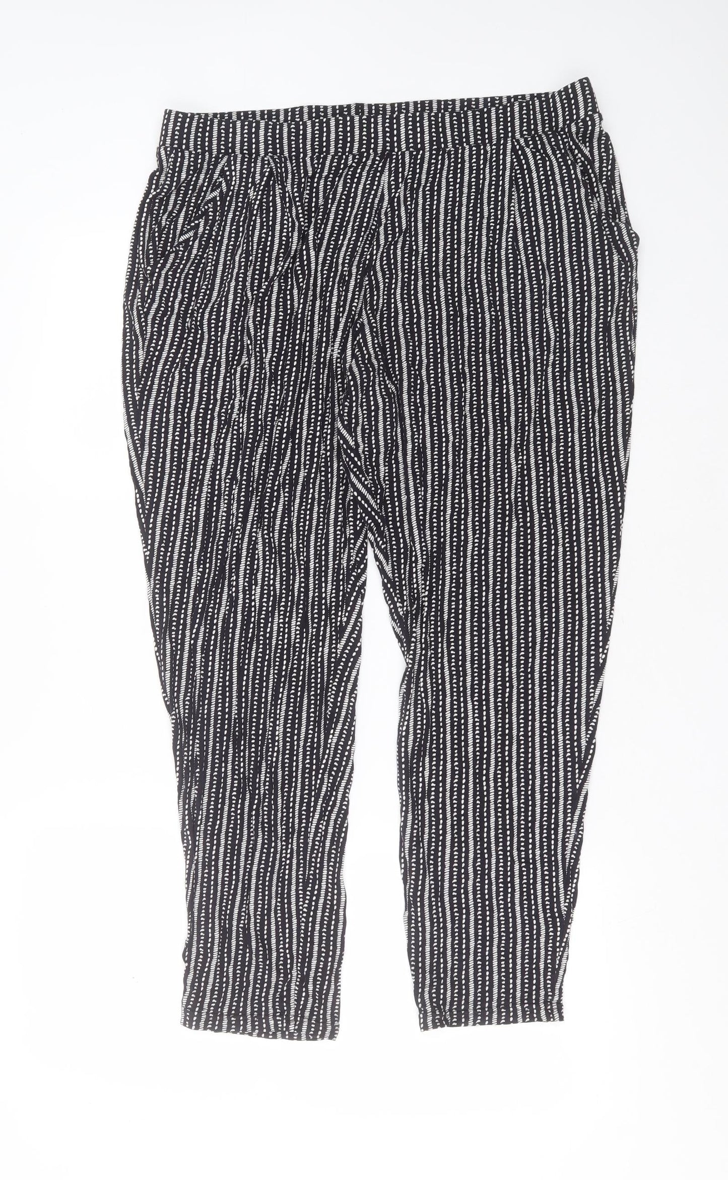 Marks and Spencer Womens Black Striped Viscose Trousers  Size 34 in L28 in Regular