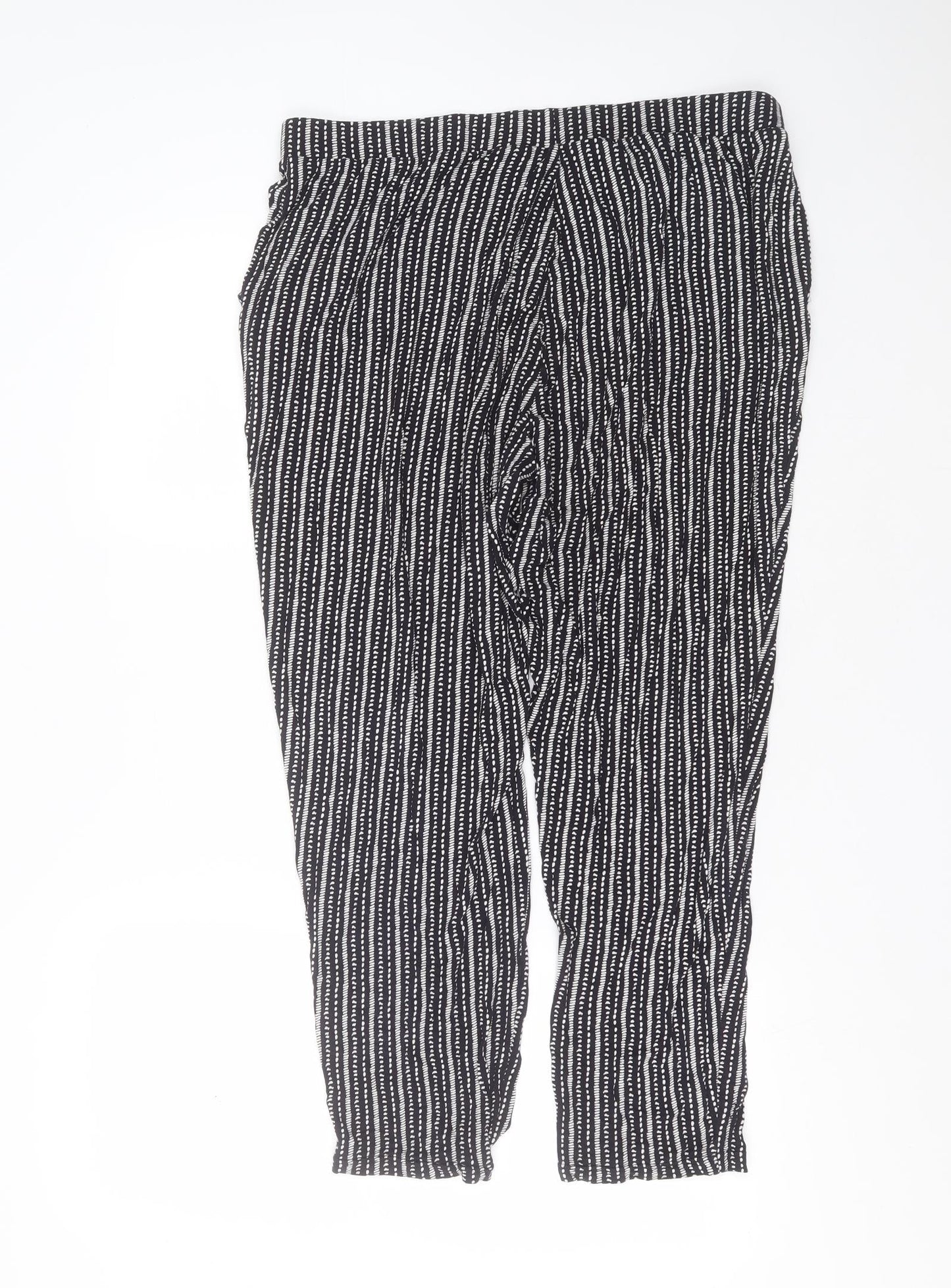 Marks and Spencer Womens Black Striped Viscose Trousers  Size 34 in L28 in Regular