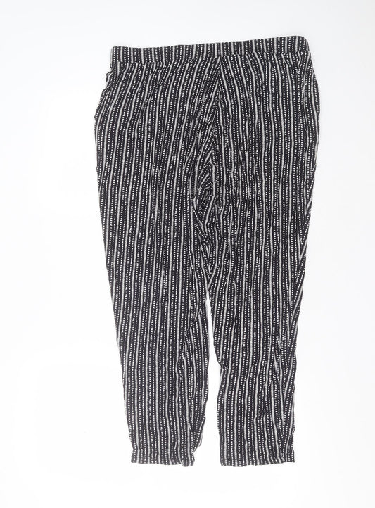 Marks and Spencer Womens Black Striped Viscose Trousers  Size 34 in L28 in Regular