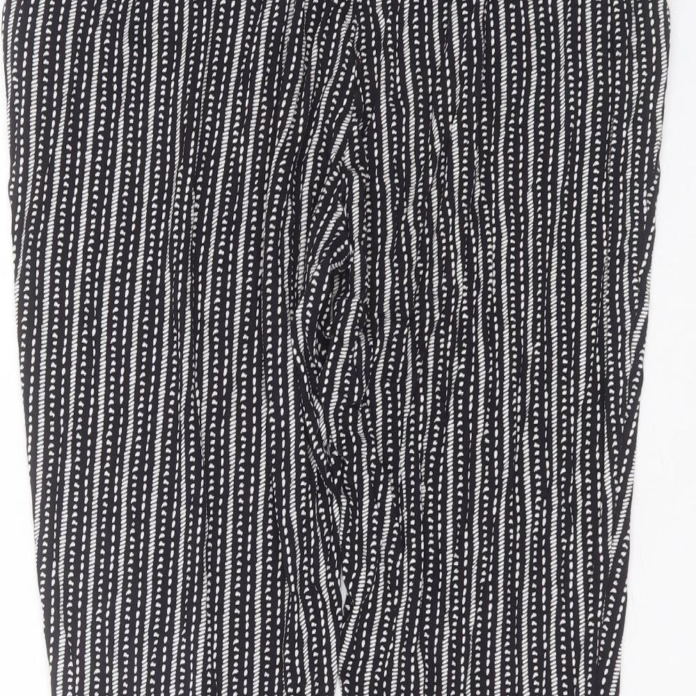 Marks and Spencer Womens Black Striped Viscose Trousers  Size 34 in L28 in Regular