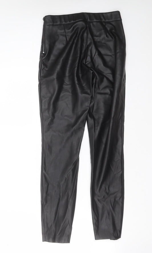 inditex Womens Black  Polyester Trousers  Size 28 in L29 in Slim