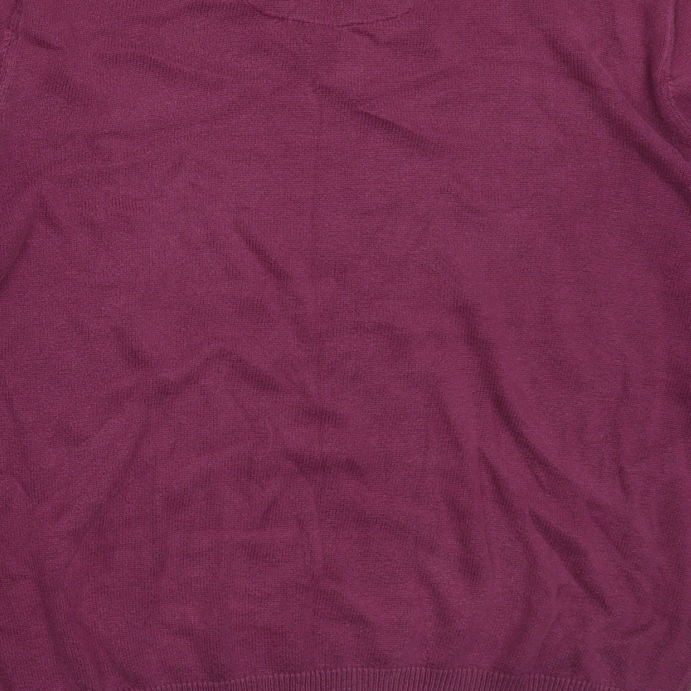 Marks and Spencer Mens Purple V-Neck  Cotton Pullover Jumper Size L