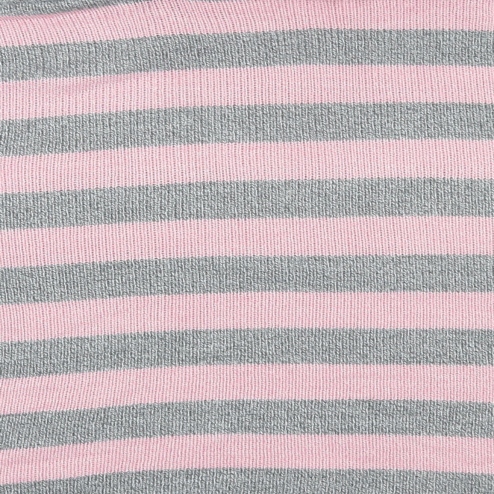 Portals Womens Pink Roll Neck Striped Acrylic Pullover Jumper Size XL