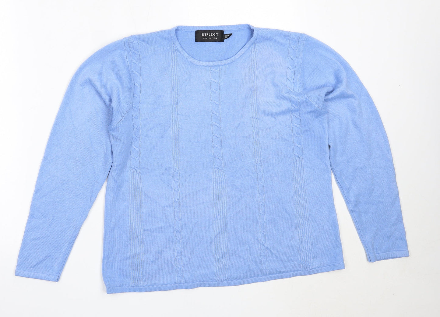 Reflect Collection Womens Blue Round Neck  Acrylic Pullover Jumper Size M