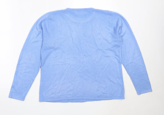 Reflect Collection Womens Blue Round Neck  Acrylic Pullover Jumper Size M