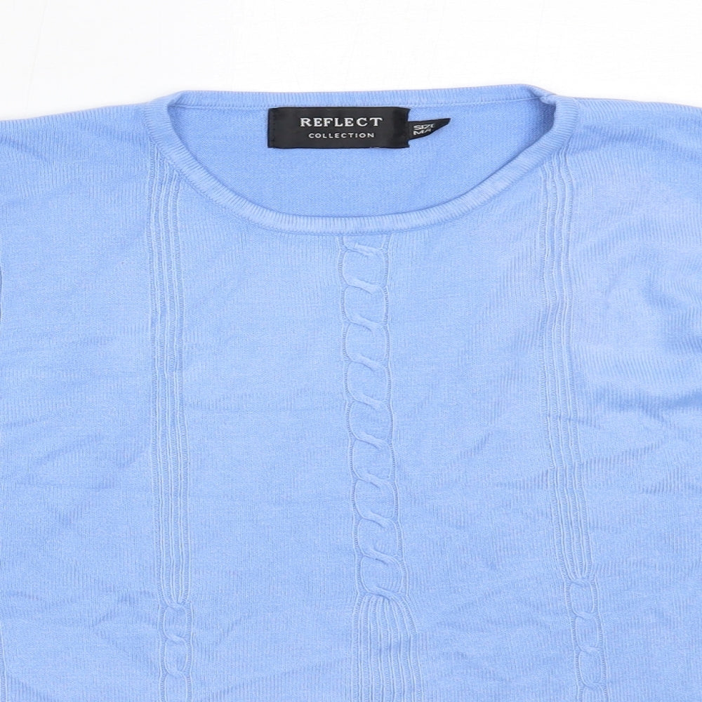 Reflect Collection Womens Blue Round Neck  Acrylic Pullover Jumper Size M