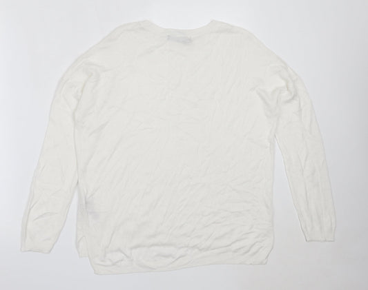 Marks and Spencer Womens Ivory Round Neck  Viscose Pullover Jumper Size M