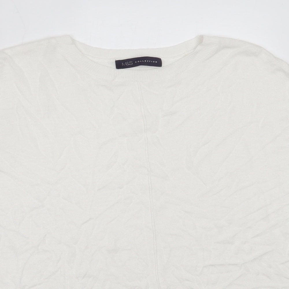 Marks and Spencer Womens Ivory Round Neck  Viscose Pullover Jumper Size M
