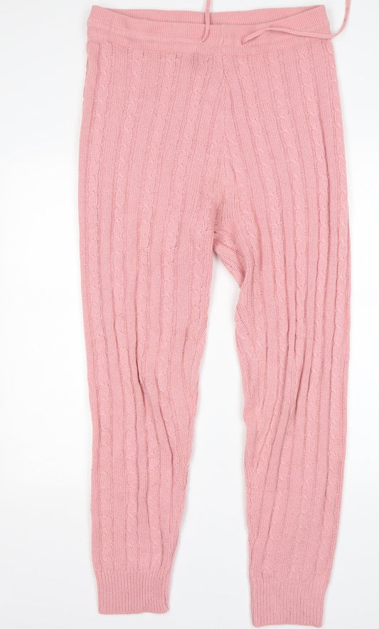 PRETTYLITTLETHING Womens Pink  Acrylic Sweatpants Trousers Size L L30 in Regular