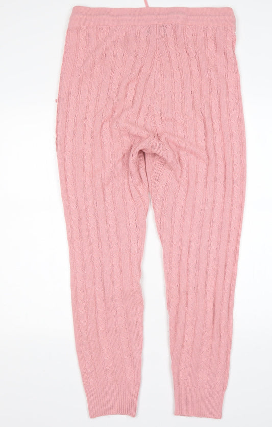 PRETTYLITTLETHING Womens Pink  Acrylic Sweatpants Trousers Size L L30 in Regular