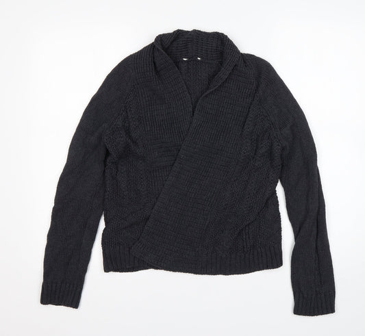 M&S Womens Grey V-Neck  Cotton Cardigan Jumper Size 8