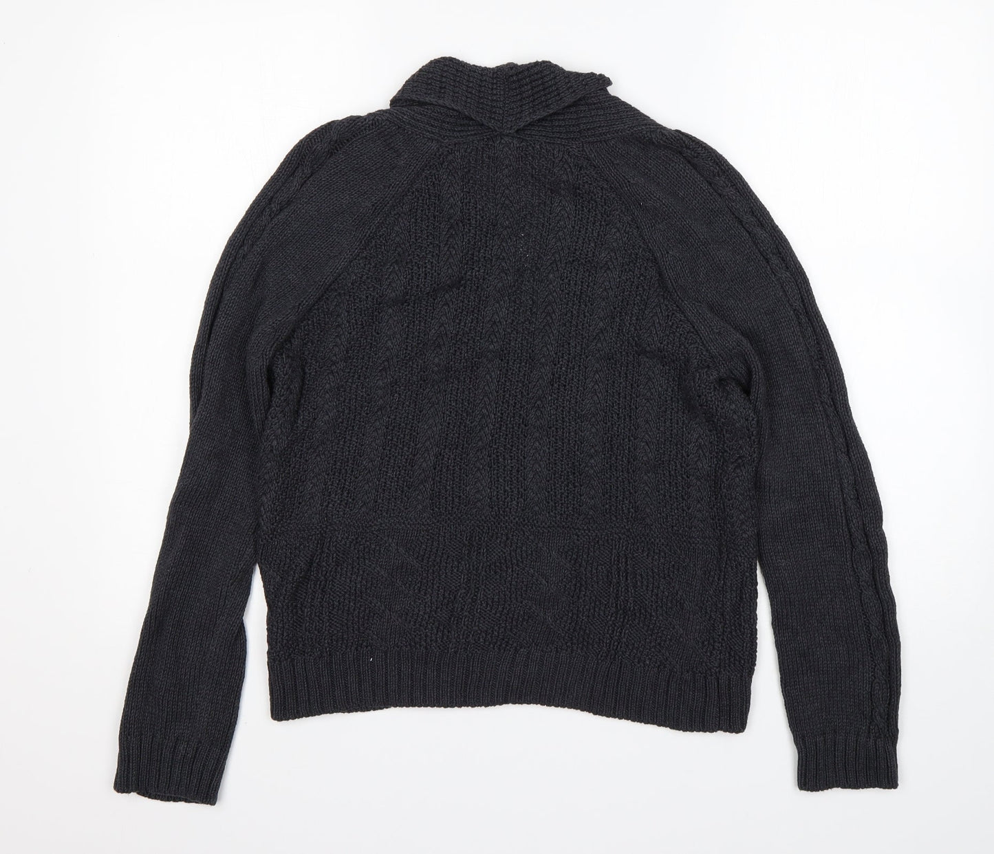 M&S Womens Grey V-Neck  Cotton Cardigan Jumper Size 8