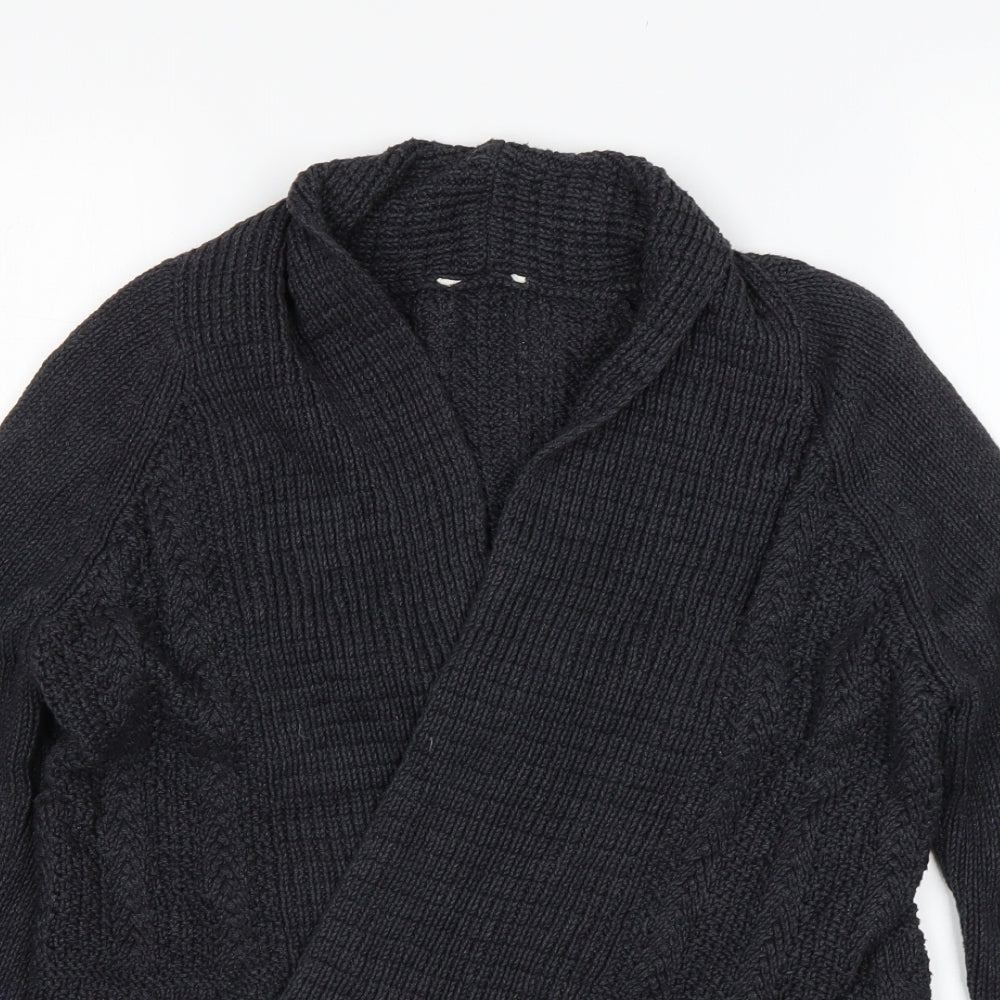 M&S Womens Grey V-Neck  Cotton Cardigan Jumper Size 8