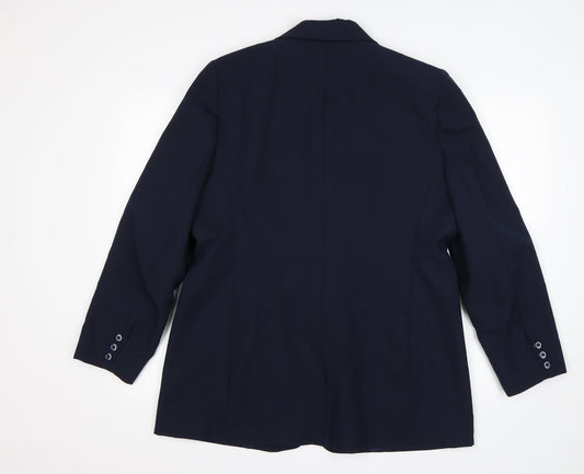 Preworn Womens Blue  Polyester Jacket Suit Jacket Size 16