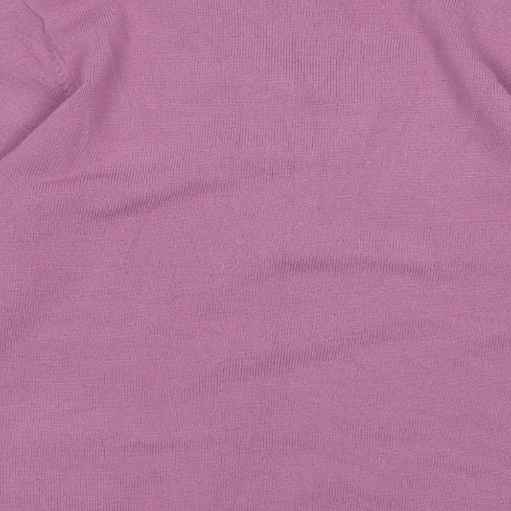 Ann Marie Womens Purple V-Neck  Acrylic Pullover Jumper Size S