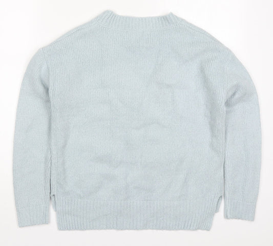 NEXT Womens Blue V-Neck  Acrylic Pullover Jumper Size 8