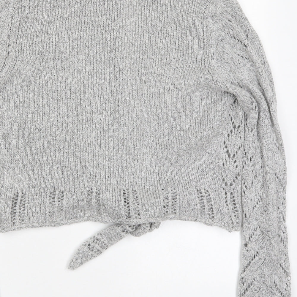 NEXT Womens Grey V-Neck  Acrylic Cardigan Jumper Size 10