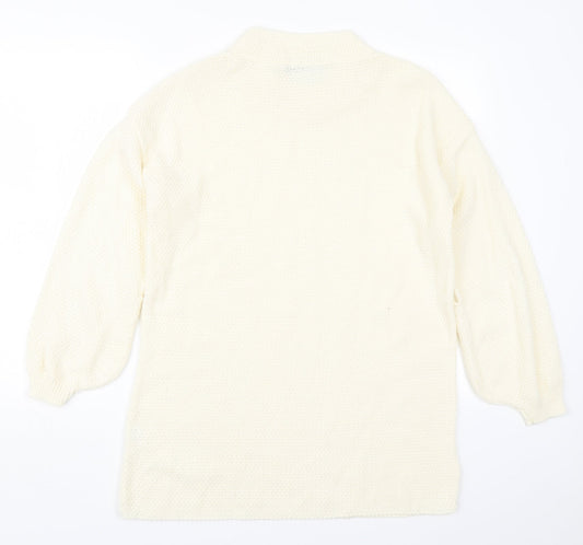 Lasula Womens Beige Round Neck  Acrylic Pullover Jumper Size 10