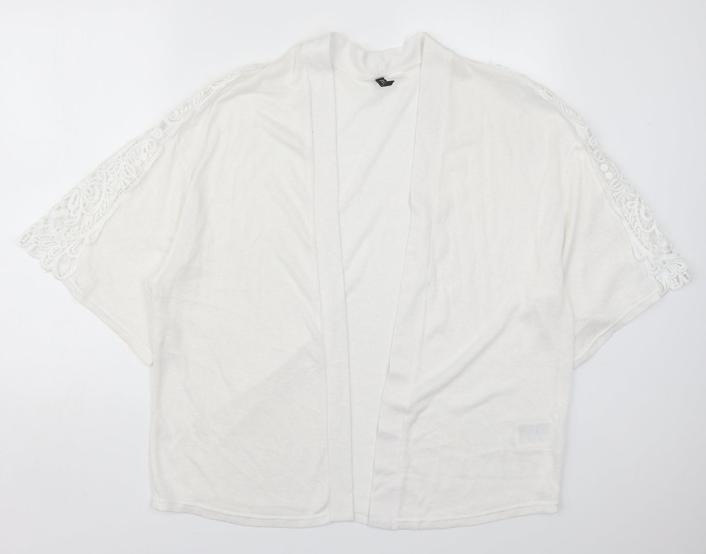 H&M Womens White V-Neck  Polyester Cardigan Jumper Size S