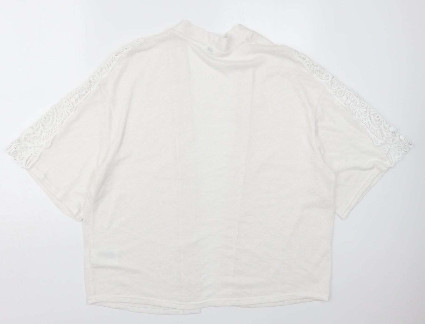 H&M Womens White V-Neck  Polyester Cardigan Jumper Size S