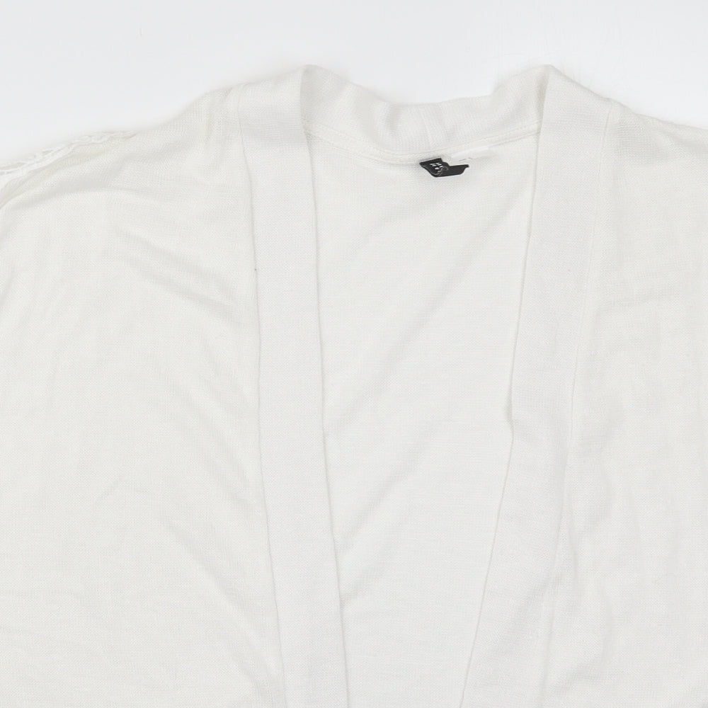 H&M Womens White V-Neck  Polyester Cardigan Jumper Size S