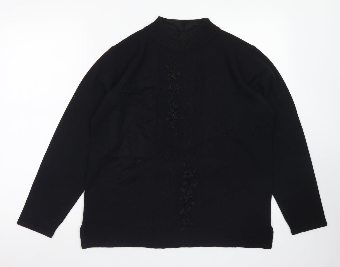 Reflection Womens Black Mock Neck  Acrylic Pullover Jumper Size S