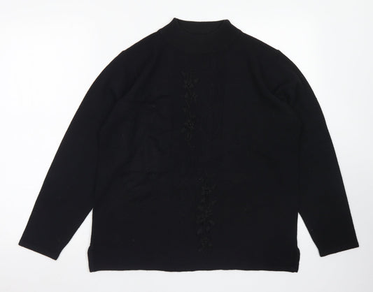 Reflection Womens Black Mock Neck  Acrylic Pullover Jumper Size S