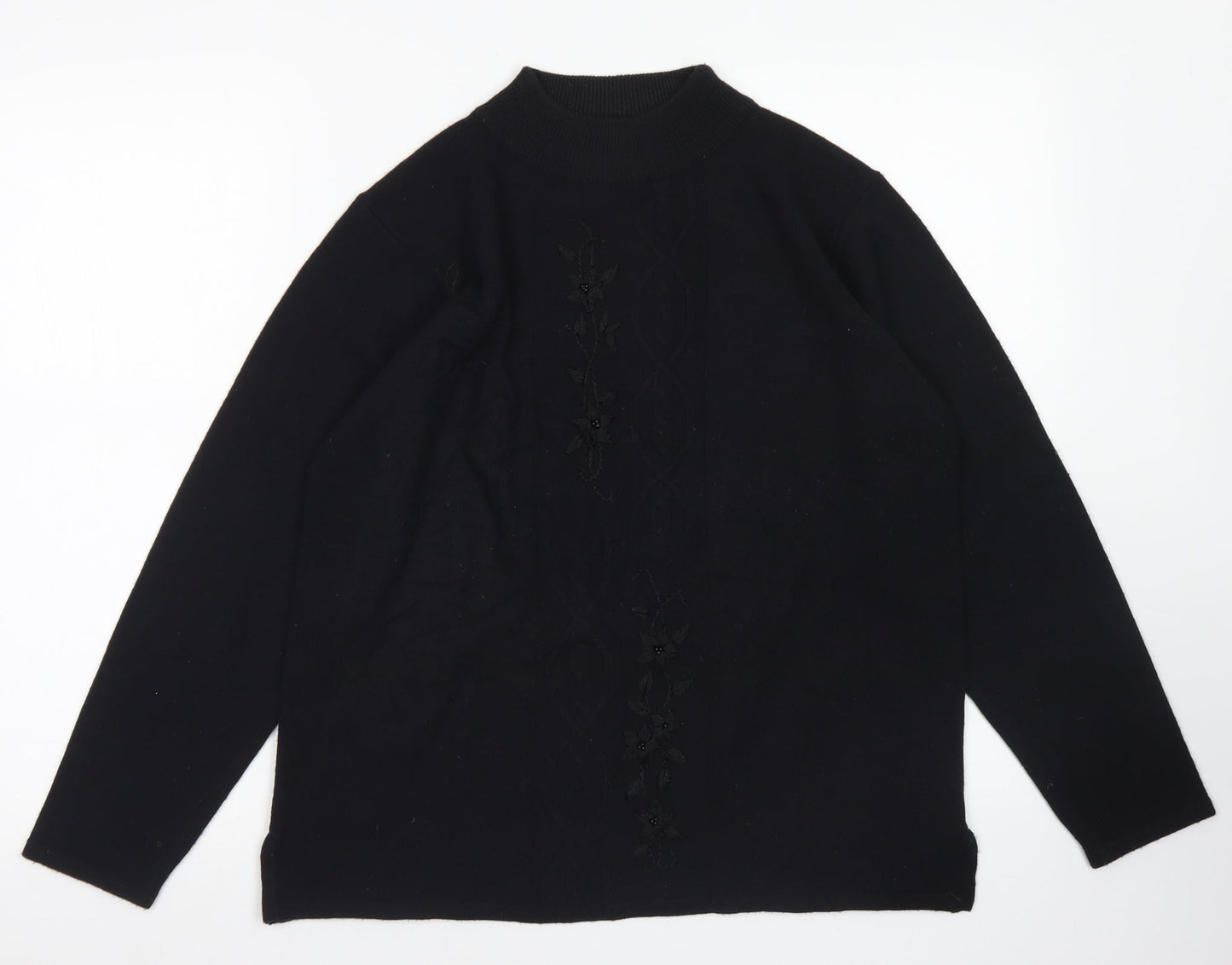 Reflection Womens Black Mock Neck  Acrylic Pullover Jumper Size S