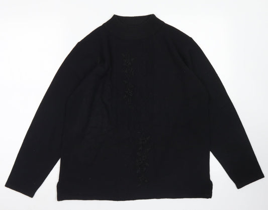 Reflection Womens Black Mock Neck  Acrylic Pullover Jumper Size S